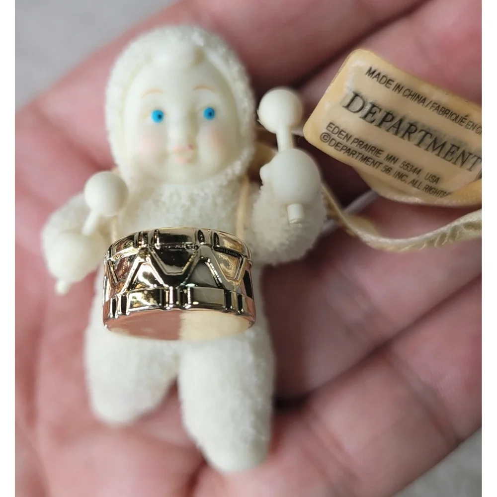 Dept 56 Snowbabies Ornaments Baby In My Stocking 2002 Holiday Drummer Set of 2